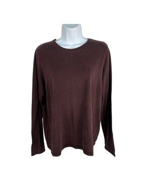 Eileen Fisher Womens L Brown Long Sleeve Top Tencel Blend Relaxed Fit Casual USA